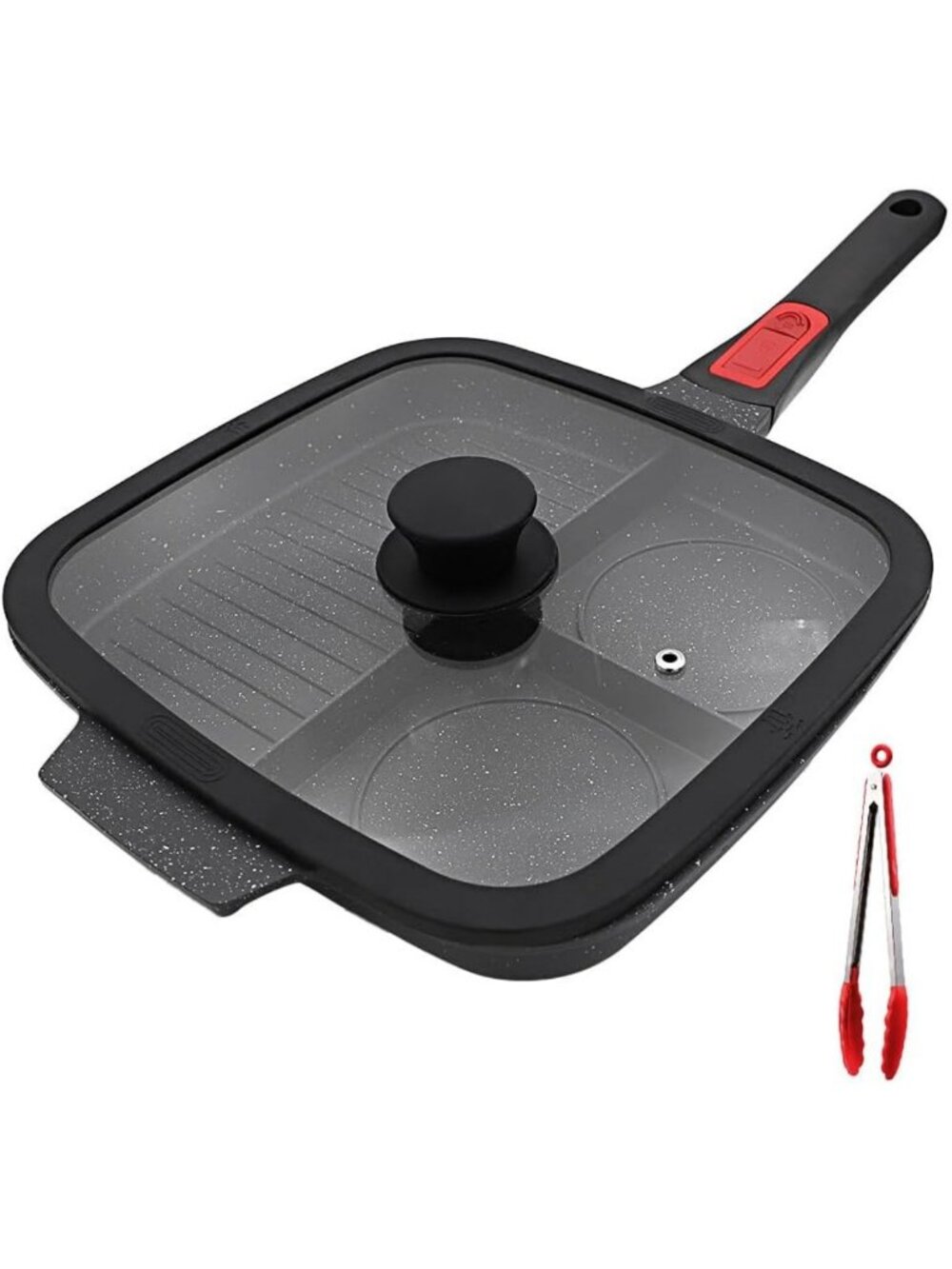 Versatile Nonstick 3-Section Grill Pan for Stovetops - Perfect for Easy Cooking!